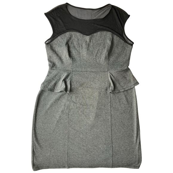 En Focus Petite Women Dress size 12P Sleeveless Sheer Top Peplum KneeLength Gray - Picture 1 of 10
